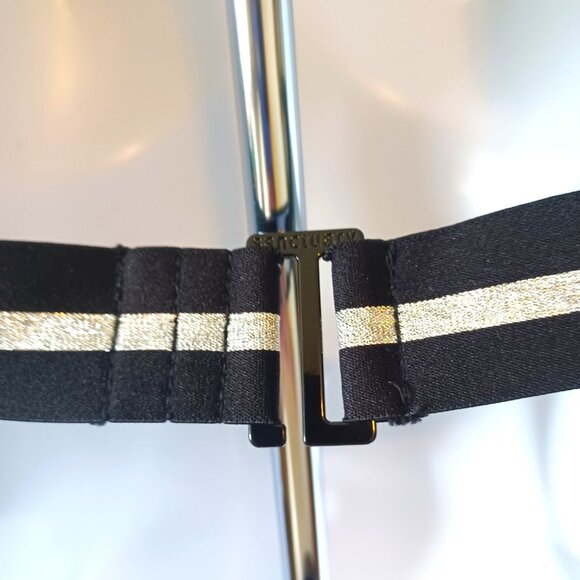 Floral Green One-Piece Swimsuit With Cutouts & Black/Gold Striped Accents - Picture 4 of 10